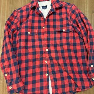 JCREW MEDIUM sherpa lined flannel button down long sleeve good condition